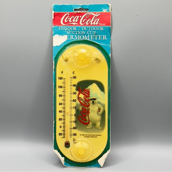 Vintage Coca-Cola Polar Bear Thermometer – 1996 NIP, Suction Cup Mount - Picture 1 of 8